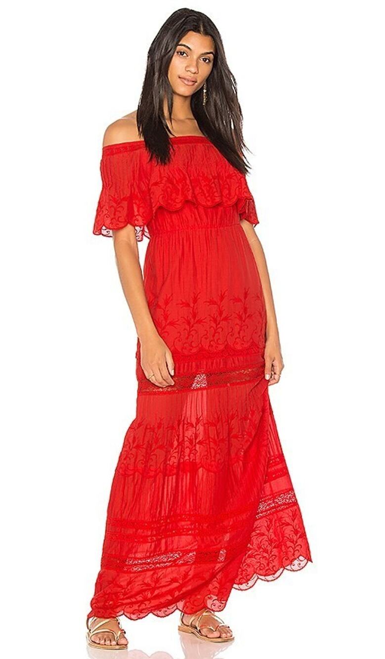 Alice + Olivia Pansy Poppy Red Cotton Maxi Dress US 6